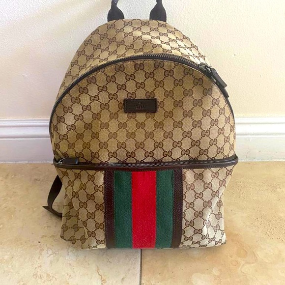 This is a Real Gucci Vintage Bookbag with Brown Gucci Print. - Picture 3 of 3